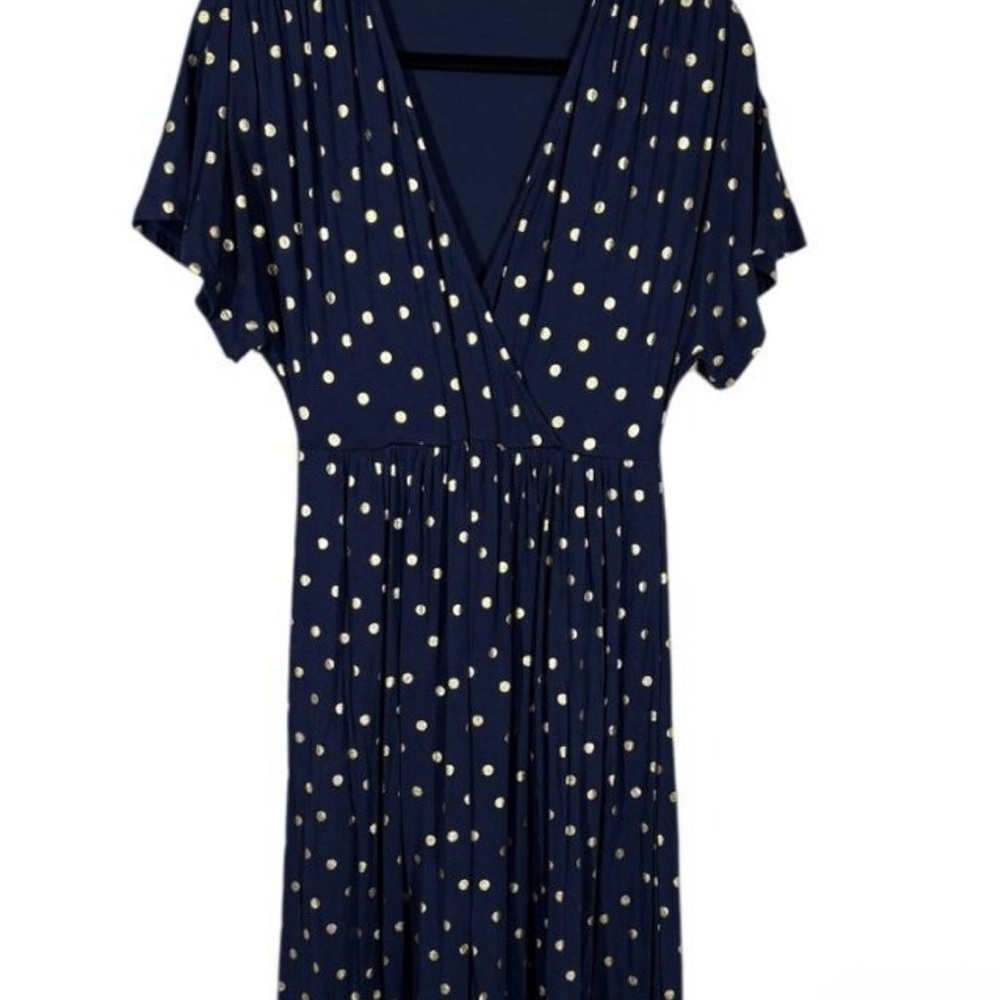 Navy Polka Dot Wrap Dress